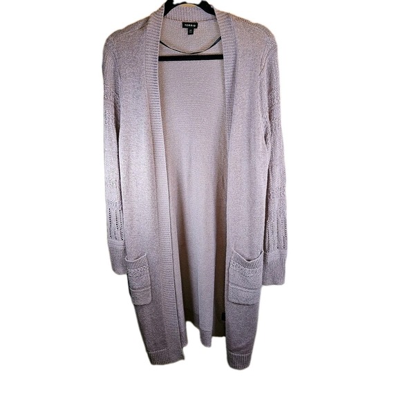 torrid Sweaters - Torrid Acrylic Duster Open Front Stitch Detail Sweater Purple Size 00 ( M/L)